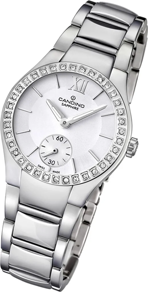 Montre femme saphir inrayable Candino C4537/1 blanche sertie de strass