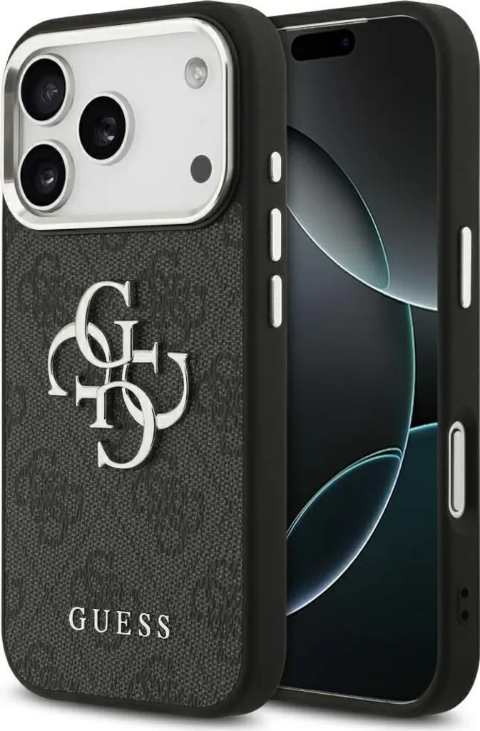 Cover iPhone 17 Pro Guess 4G Big Logo Nera - Protezione Glamour