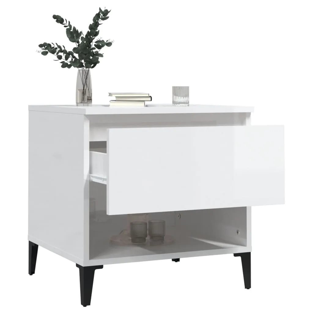 vidaXL Tables d'Appoint 2 pcs Blanc Brillant 50x46x50 cm Bois Ingénierie