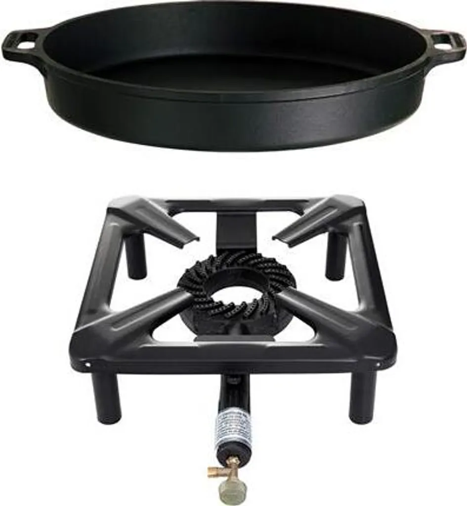 Réchaud gaz extérieur avec sa grande poêle en fonte 40 cm pour paella