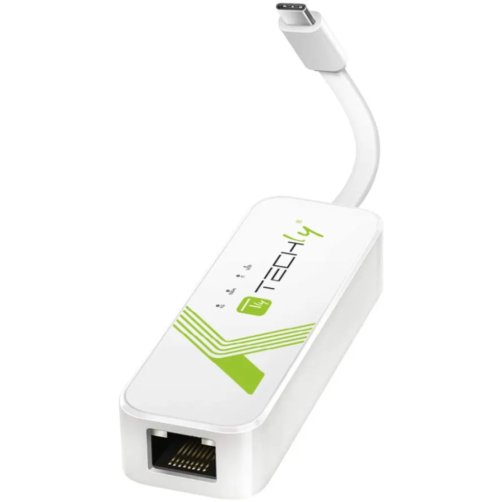 Techly Adaptateur USB 3.1 Type C vers RJ45 Gigabit Ethernet 1000 Mbps Blanc