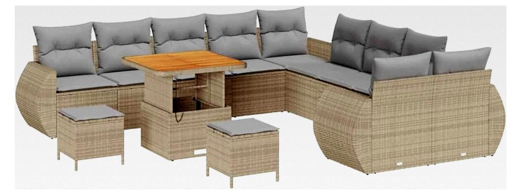 Garten-Sofa-Set Beige Rechteckig 5-teilig, Komfortabel und Wetterfest für Innen/Outdoor