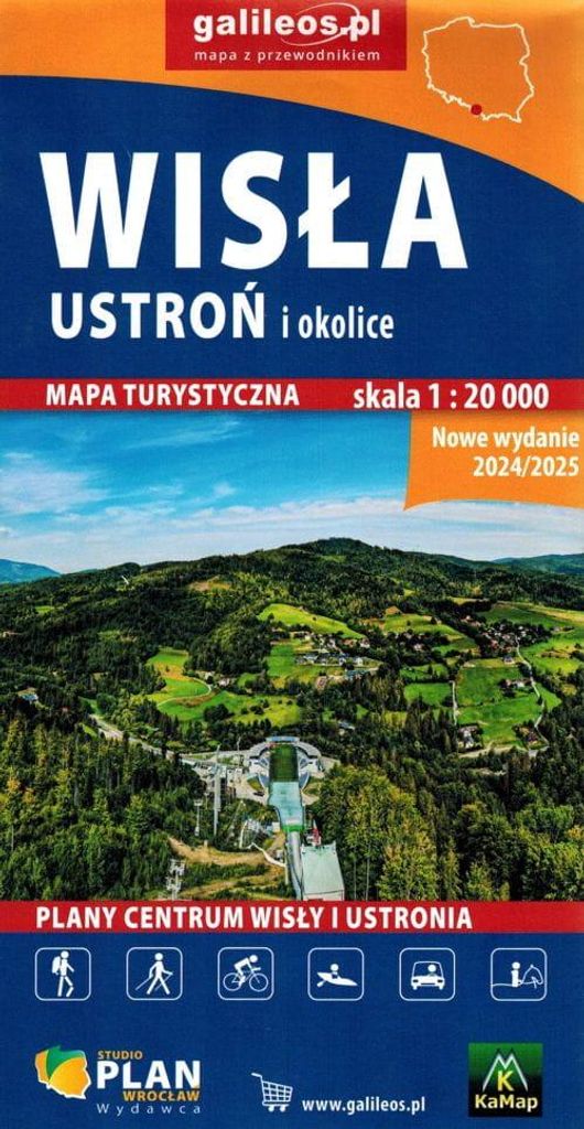 Wisła, Ustroń und Umgebung 1:20.000. Touristenkarte. Ausgabe 2024/2025. Galileos