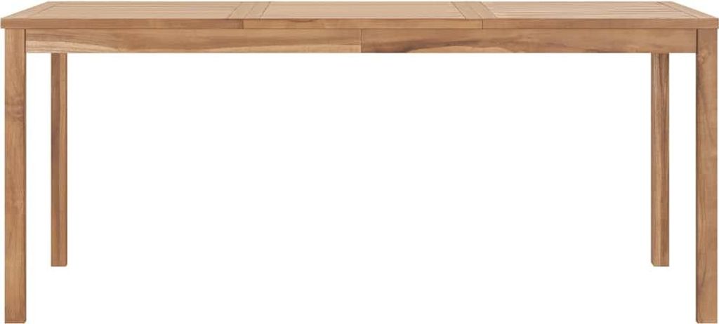 A wooden dining table on a white background.