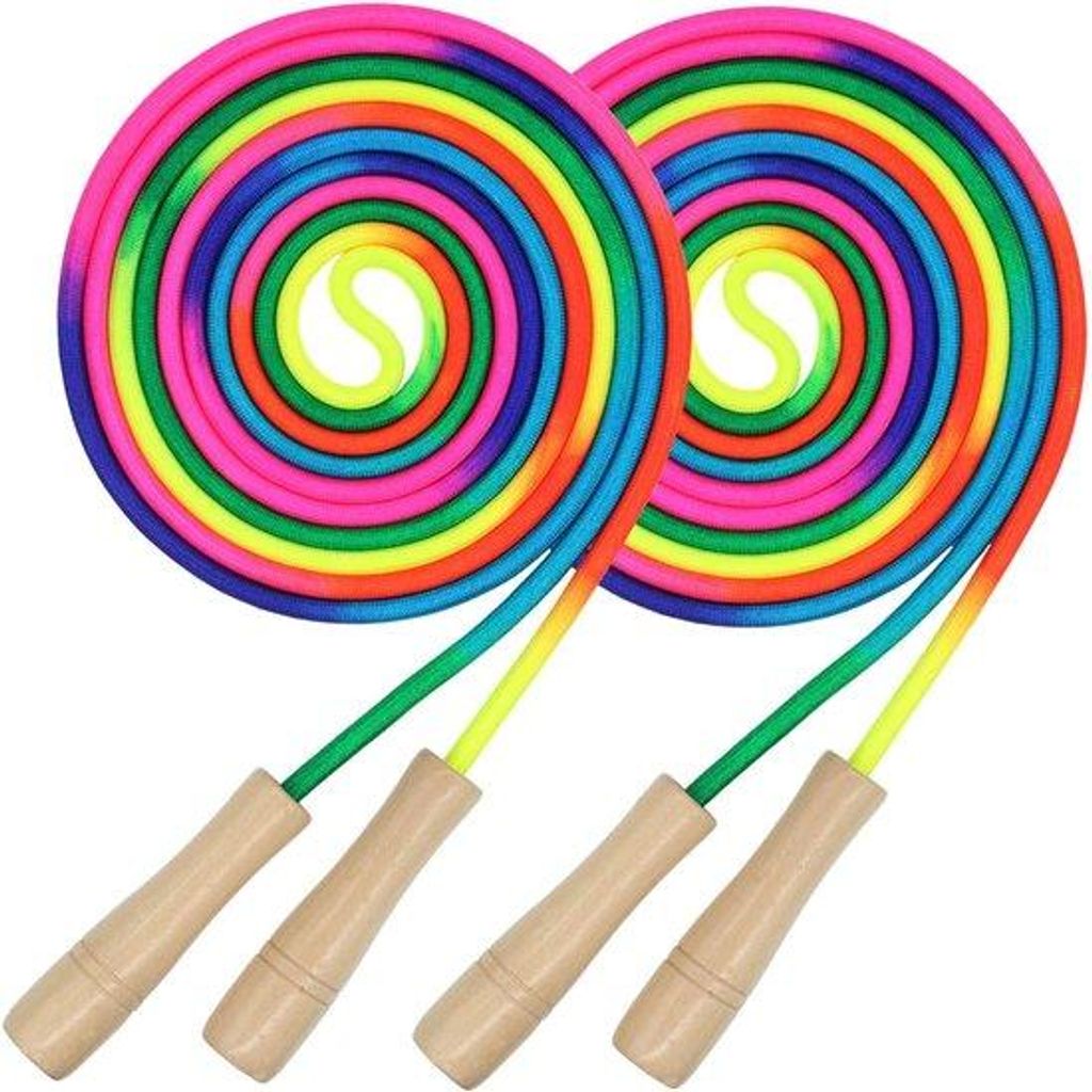 Langesprungholz, 2-teiliges Holzspringtouw-Set, für Kinder und Erwachsene geeignet, mit Holzgriff, für Sport- und Freizeitaktivitäten