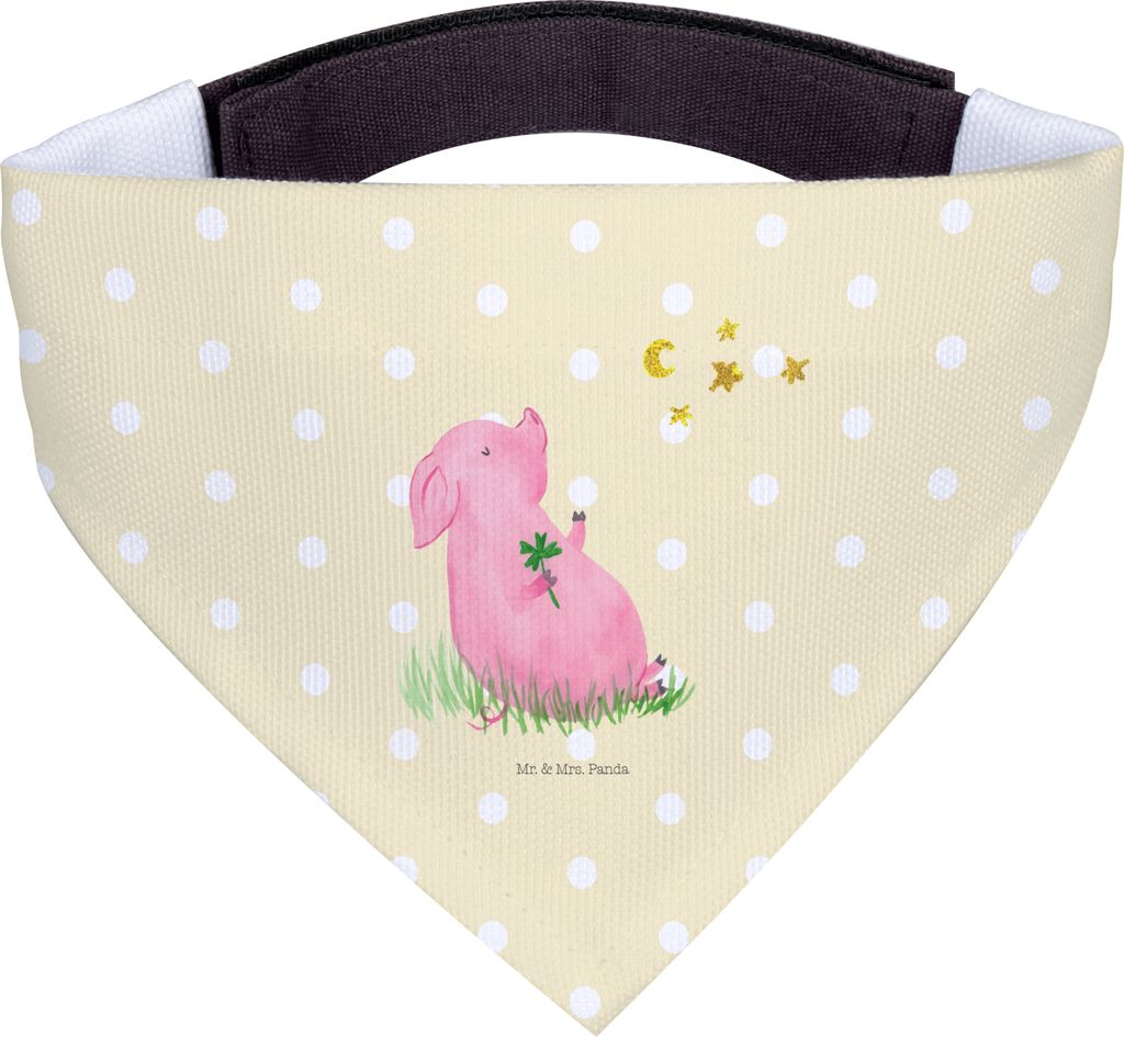 Mr. & Mrs. Panda Bandana Schwein Glück - Gelb Pastell - Geschenk, Hund, Motivation, Ziele, Halstuch für, Hunde, Träume, Lustige Sprüche, Sterne...