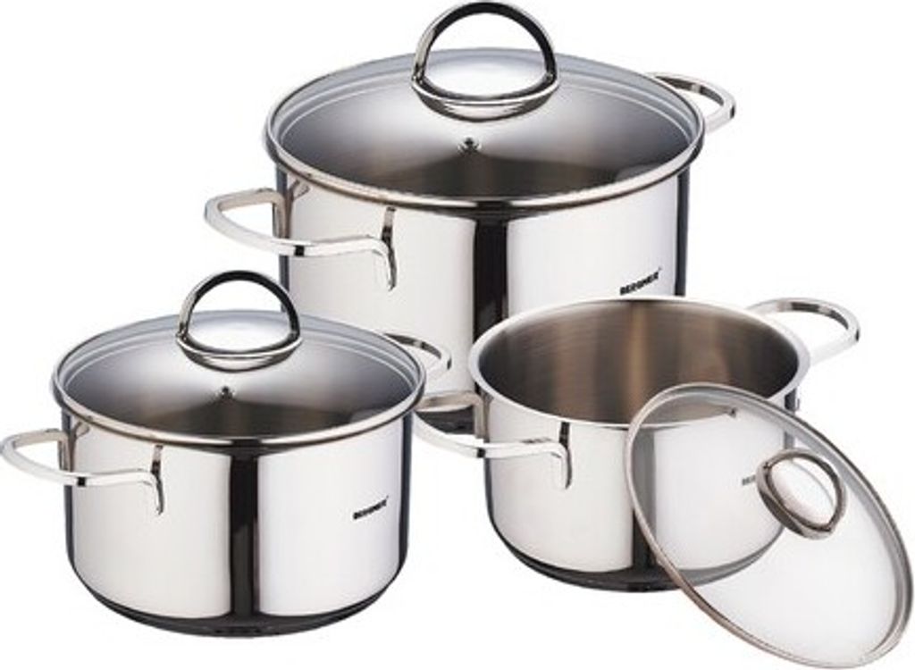 Bergner Induktion Edelstahl Kochtopf-Set Töpfe Deckel 6-tlg BG-6284