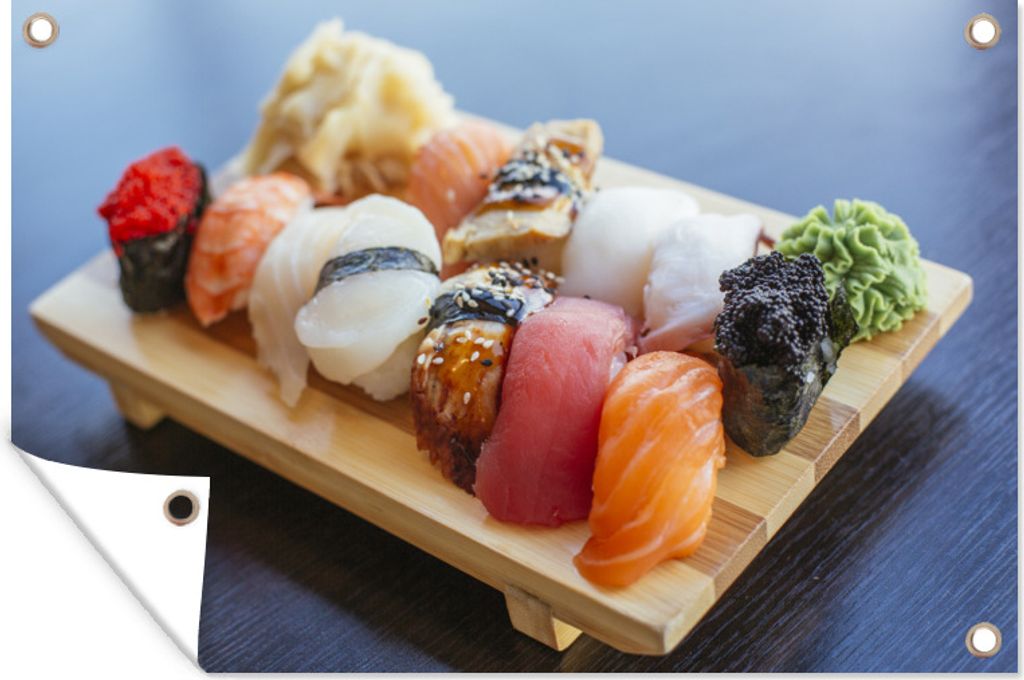 MuchoWow 120x80 cm Outdoor-Poster Gartendeko Sichtschutz Garten Poster für den Garten Japanisches Sushi