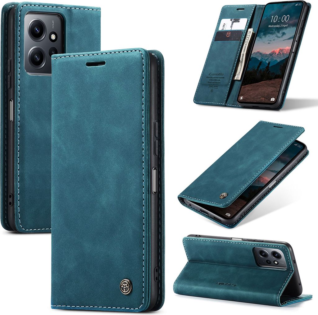 Redmi Note 12 4G Hülle, Retro Kunstledertasche mit Standfunktion Schutzhülle für Xiaomi Redmi Note 12 4G Blau