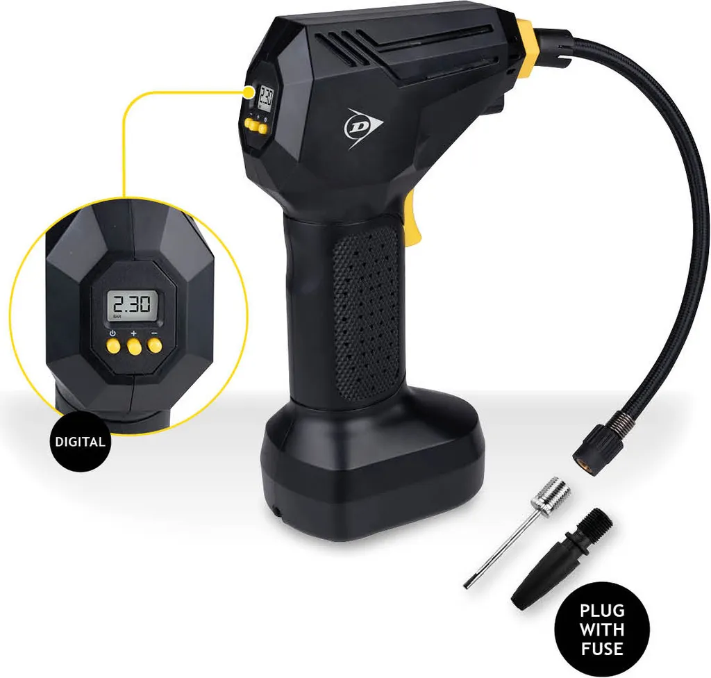 Mini compresseur 150 PSI Dunlop numérique 12V avec kit de gonflage - 8