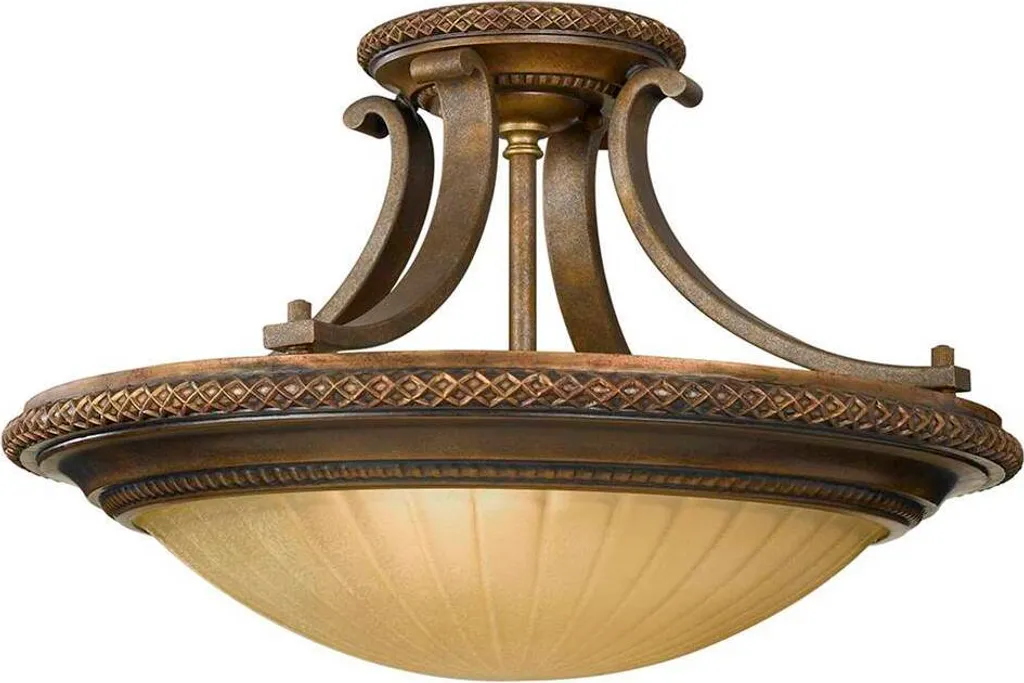 Plafonnier Kelham Hall Feiss en Or de Florence et Bronze, 2xE27, 45cm