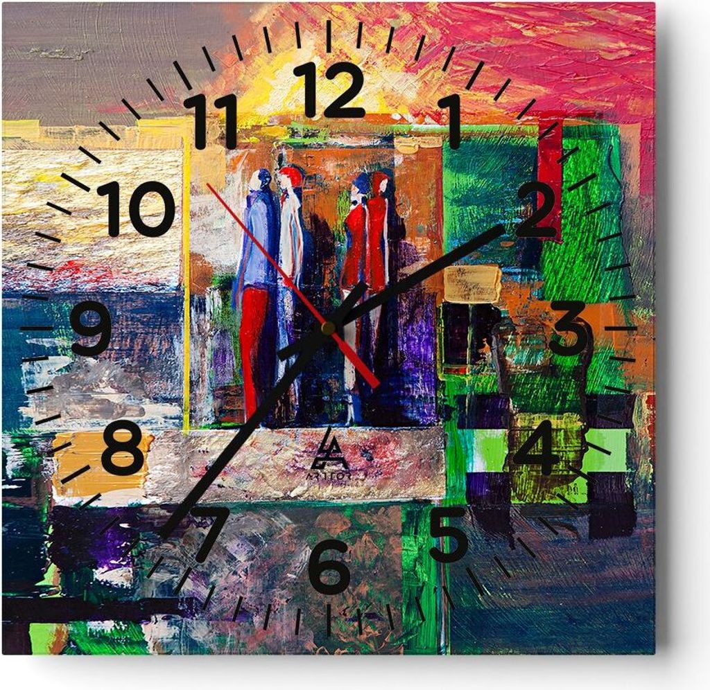 Wanduhr - Quadrat - Glasuhr - Abstraktion modern - 30x30cm - Schleichendes Uhrwerk - Lautlos - zum Aufhängen bereit - Dekoration Modern - Wanddeko...
