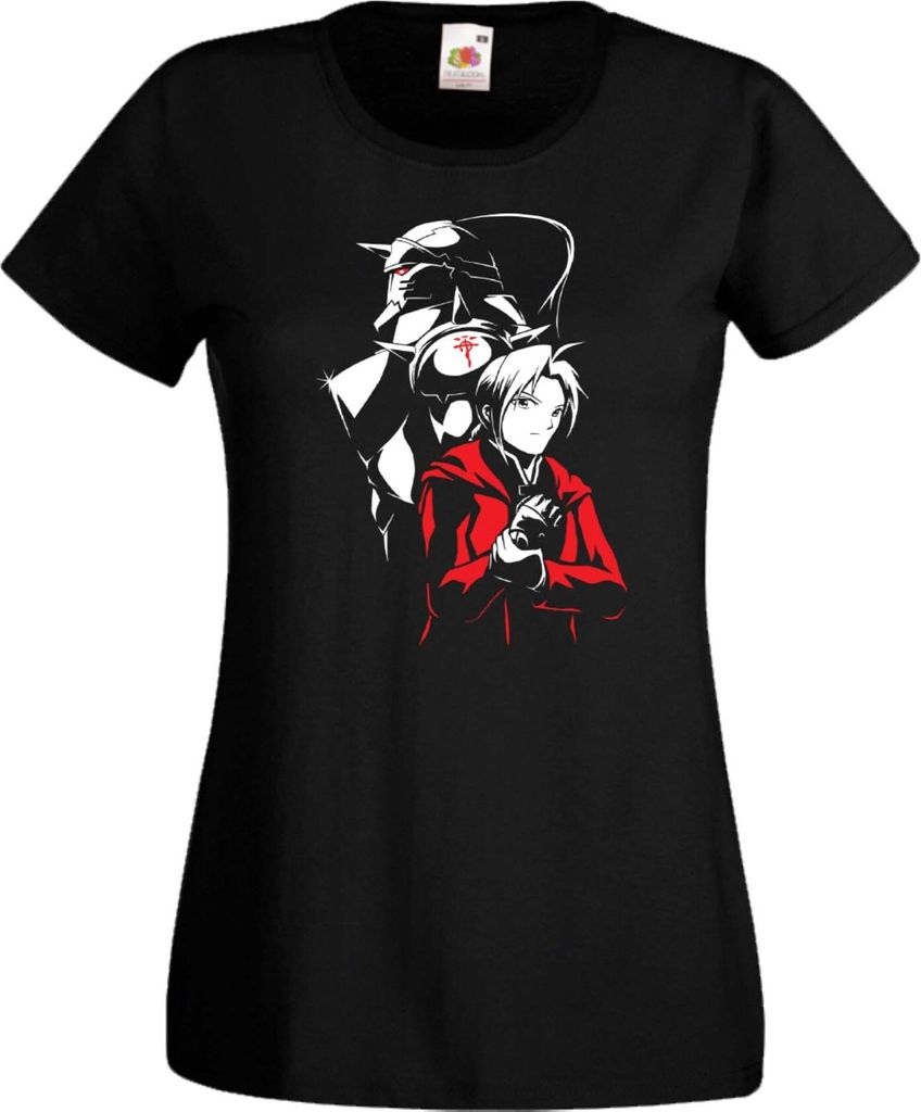 Damen T-Shirt Anime Manga Fullmetal Alchemist Edward Elric 02 Edward Alchemist, Lady L / Schwarz