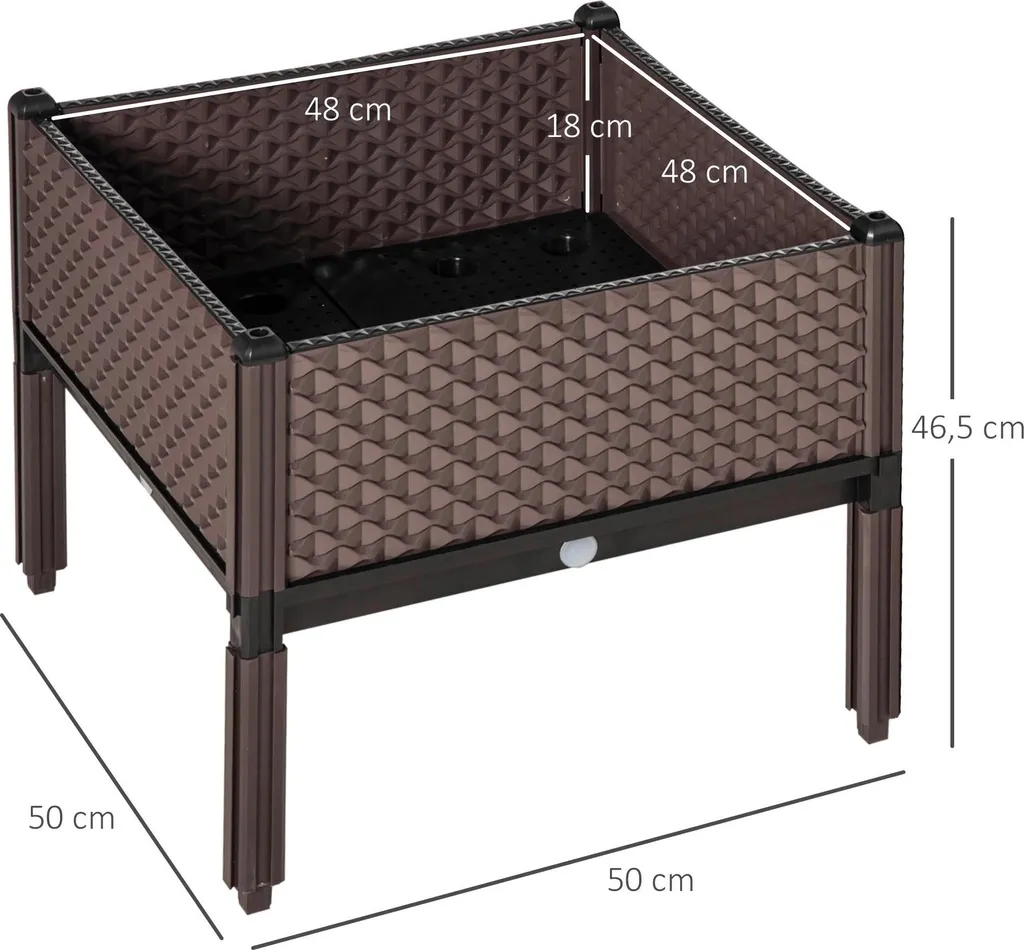 Carré potager surélevé pour balcon et jardin - Lot de 2 bacs marron