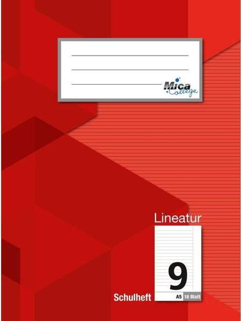Schulheft A5 - Lineatur 9 - liniert mit Rand - 16 Blatt