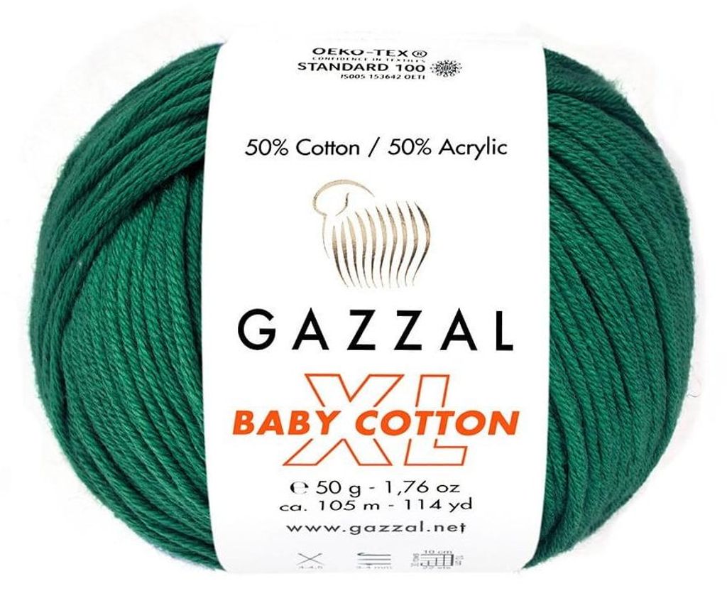 Wolle Gazzal Baby Baumwolle XL 3467 Flaschengrün - Stricken Produktbild 