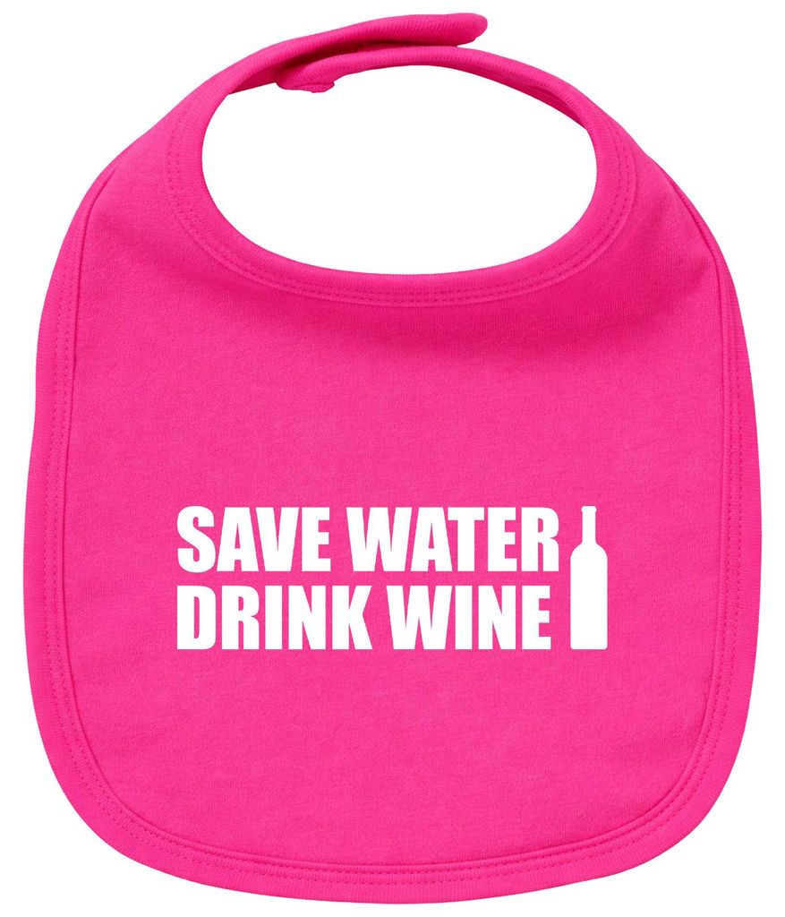 Huuraa Baby Lätzchen Save Water Drink Wine Weinflasche Cherry Pink Klettverschluss Baumwolle Latz Geschenkidee