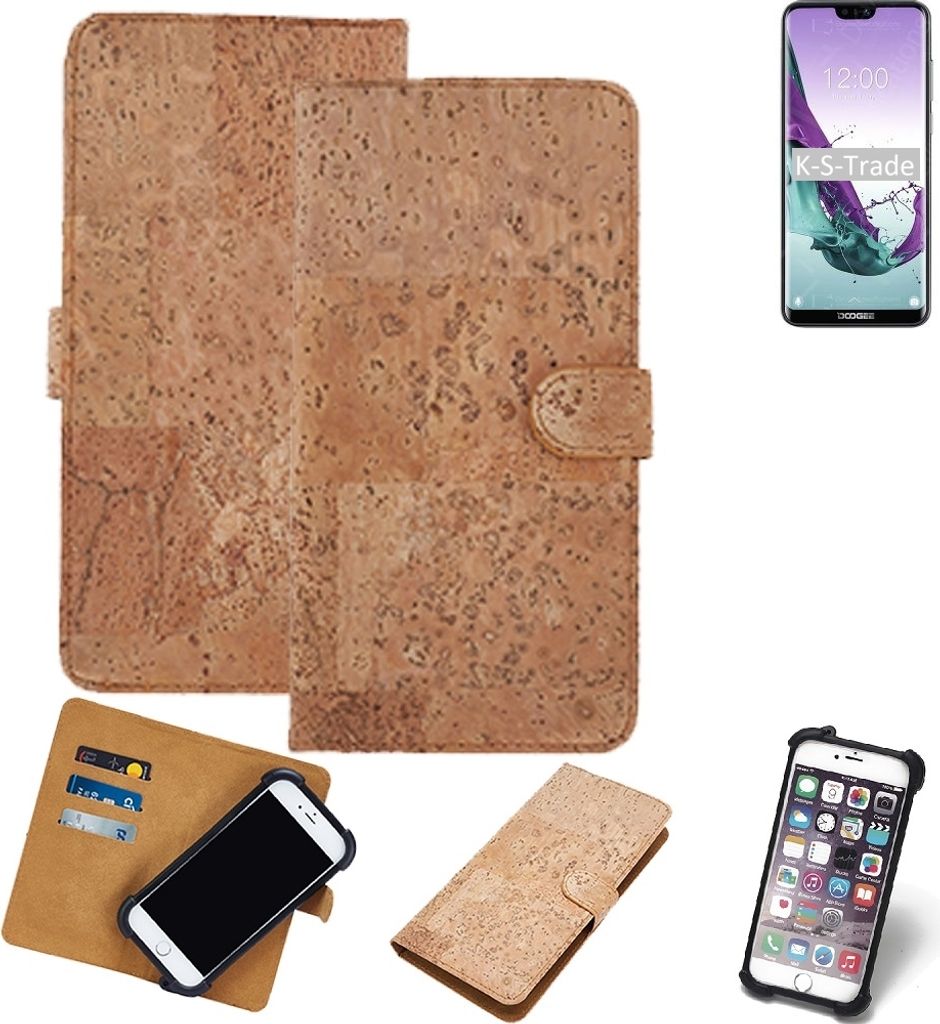K-S-Trade Hülle kompatibel mit Doogee N10 Kork Handyhülle Cover Schutzhülle TPU Case Bumper in Hellbraun, (1x)