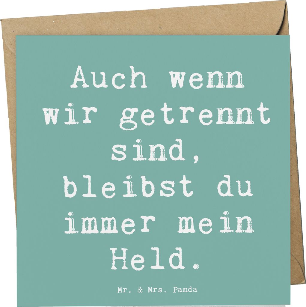 Mr. & Mrs. Panda Grußkarte Spruch Trennung von den Eltern Held - Meeresbrise - Geschenk, Trost, Klappkarte, Herausforderungen, positive Energie, r...