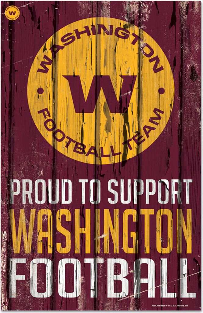 NFL Washington Football Team Proud to Support Football Wood Sign Holzschild Holz Deko 43x28cm