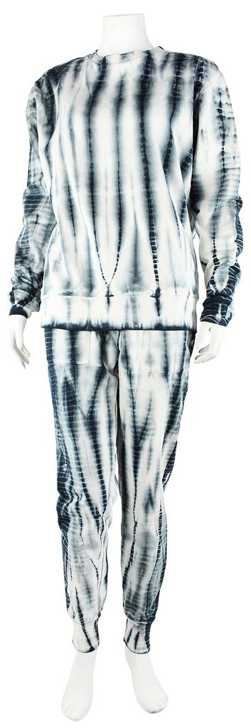 Tracksuit - Jumpsuit - Jogginganzug - Batik - Bamboo - creme - schwarz-grau