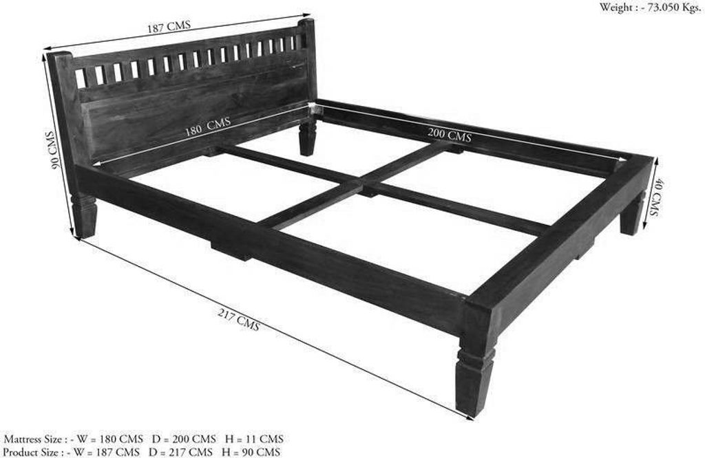 MASSIVMOEBEL24 Bett Akazie 180x200x90 nougat lackiert OXFORD #230