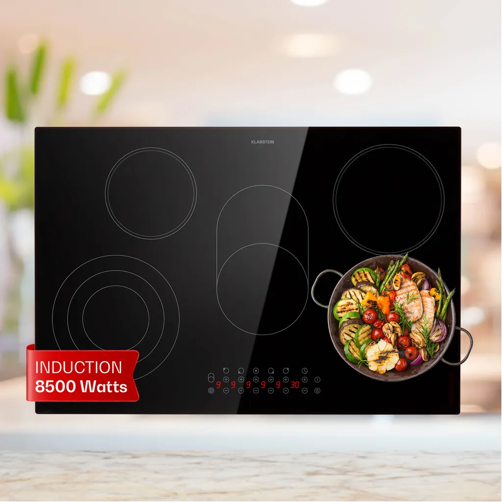 Table de cuisson 8500W vitrocéramique 5 feux avec mode Boost ultra rapide
