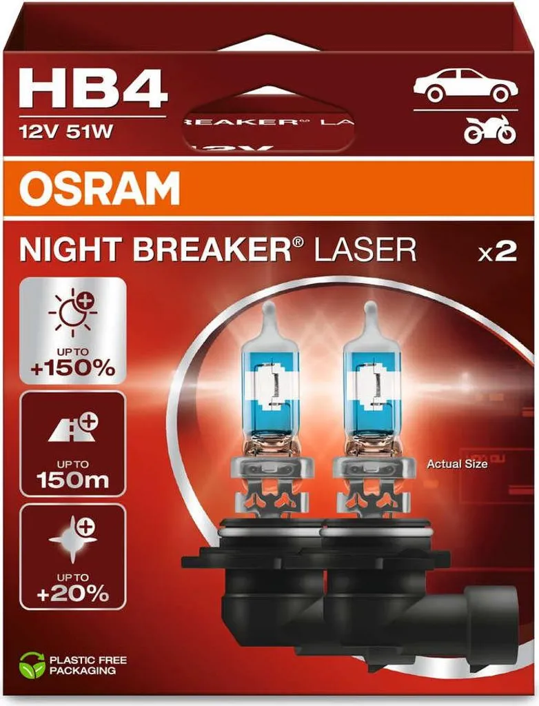 Ampoules HB4 OSRAM NIGHT BREAKER LASER Idéales pour Conduite de Nuit