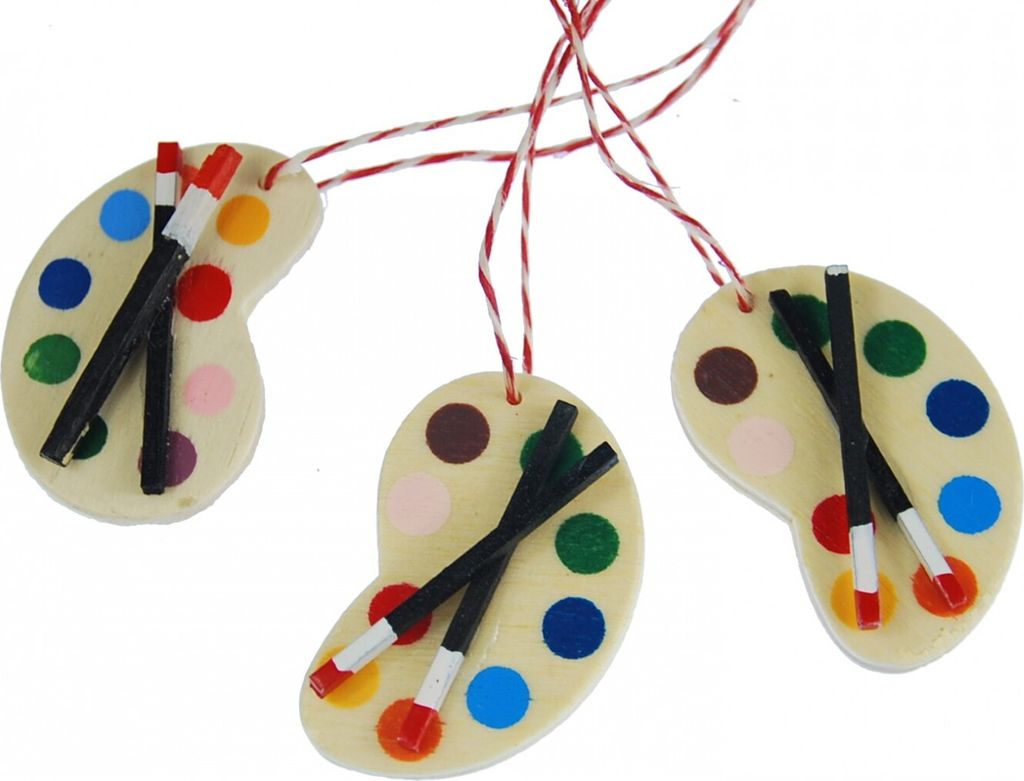 3 Stück Weihnachtsbaumanhänger Baumschmuck Anhänger Xmas Malerplatte Farbpalette bunt