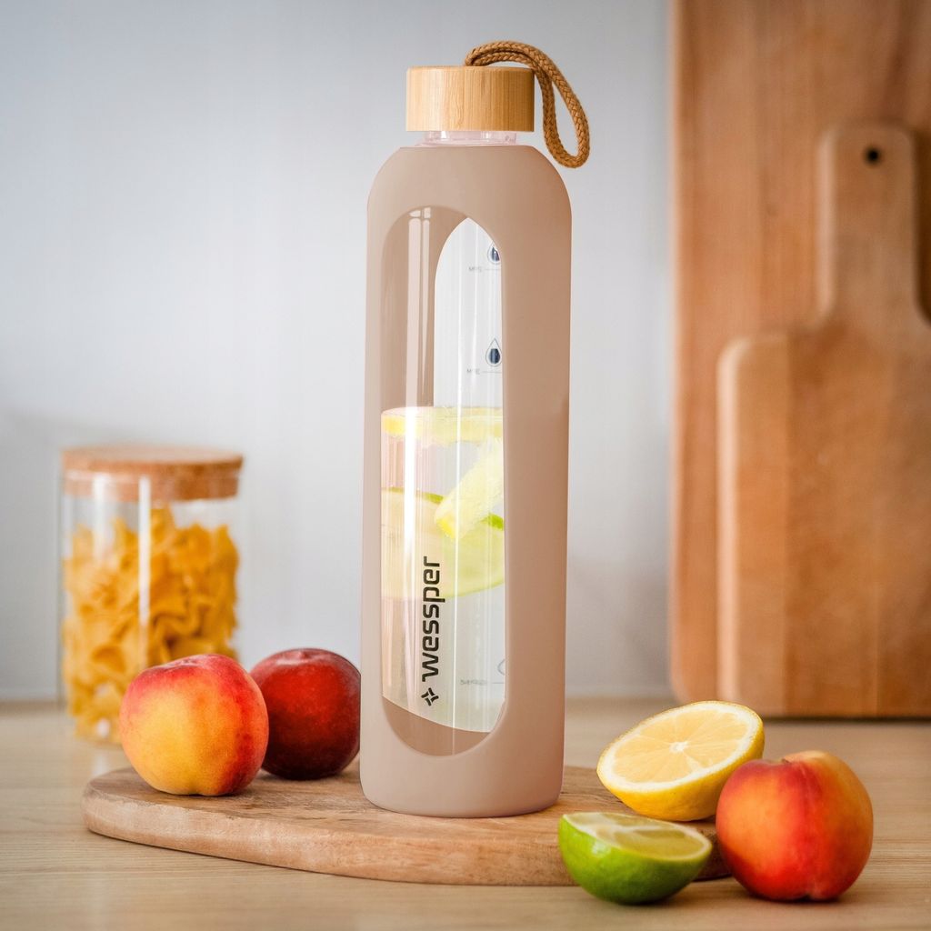 Wessper Trinkflasche Glas Mit Silikonhülle, Wasserflasche Produktbild 5