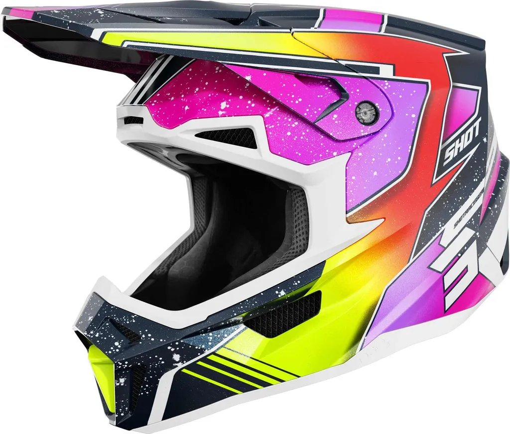Casque motocross pour compétition Shot Lite Racing Mips jaune et bleu
