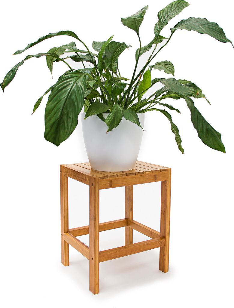 Relaxdays Bambushocker, HxBxT:40x28x32cm, aus Holz, Produktbild 