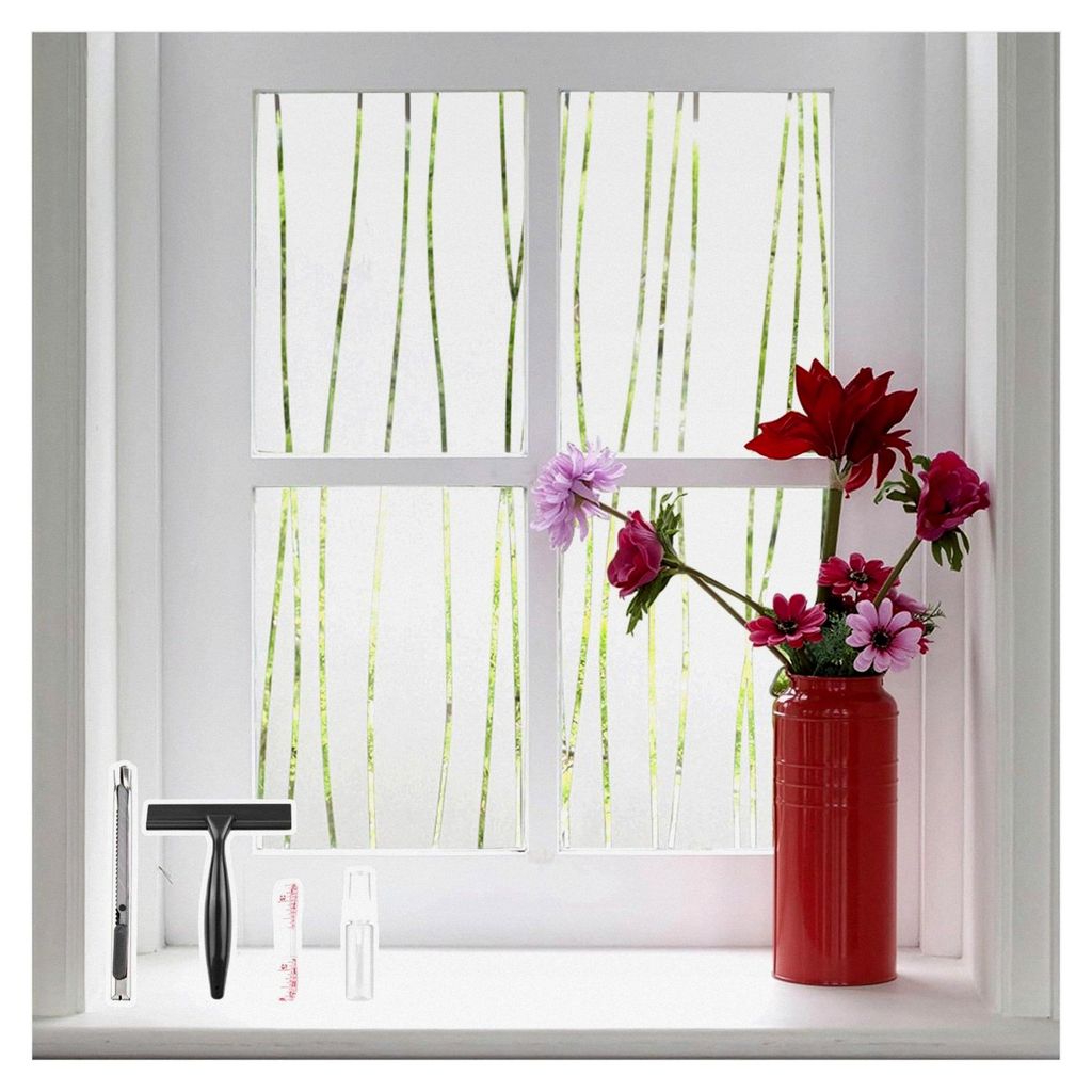 Fensterfolie - Milchglasfolie mit Werkzeugen, selbstklebende Sichtschutzfolie, blickdichte Dekorfolie, Anti-UV statische Folie, unregelmäßige Str...