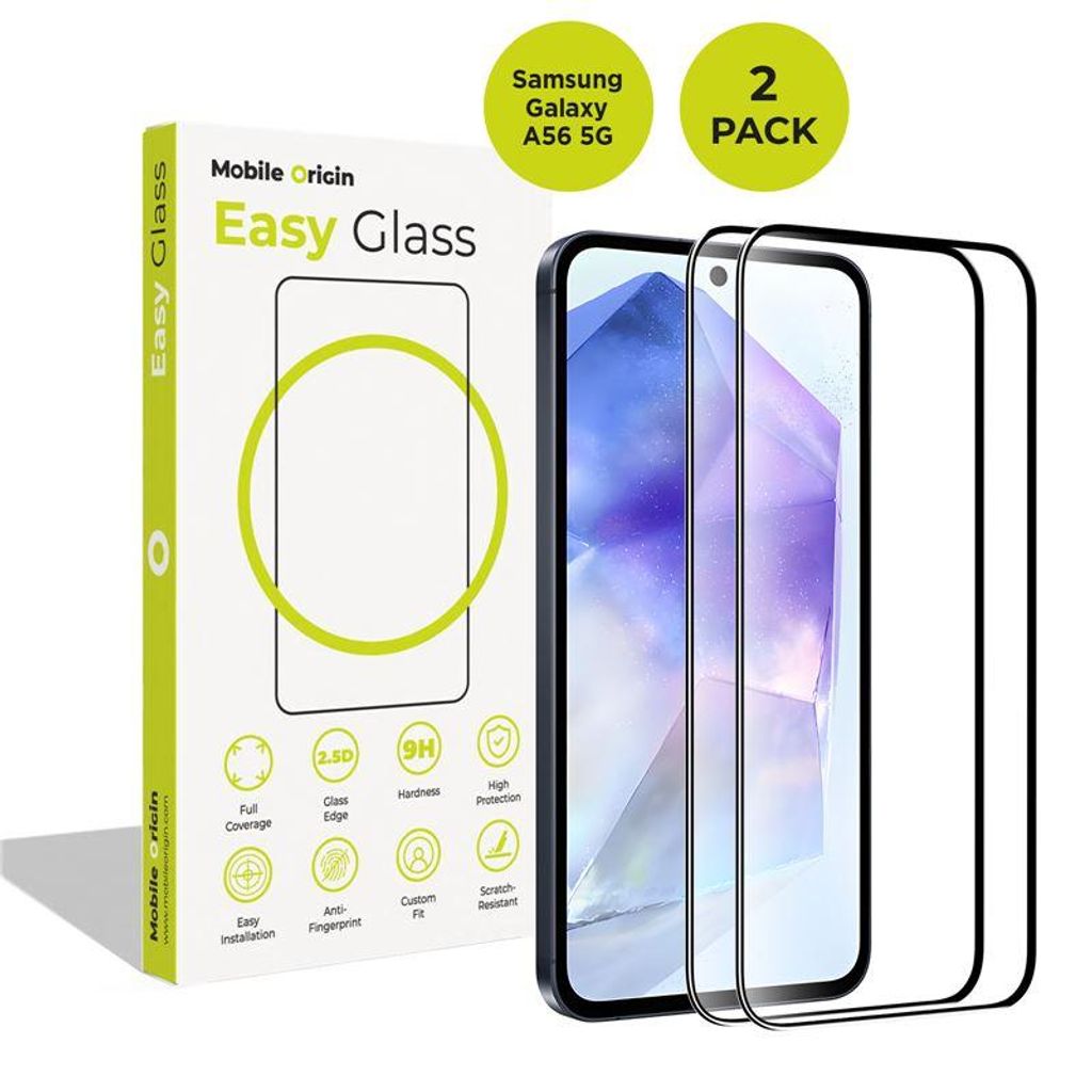 Mobile Origin FRL-EG-A565G-2PK, Samsung, Galaxy A56 5G, Stoßfest, Fallbeständig, Schlagfest, Ölbeständig, Kratzresistent, Wasserfest, Transpare...