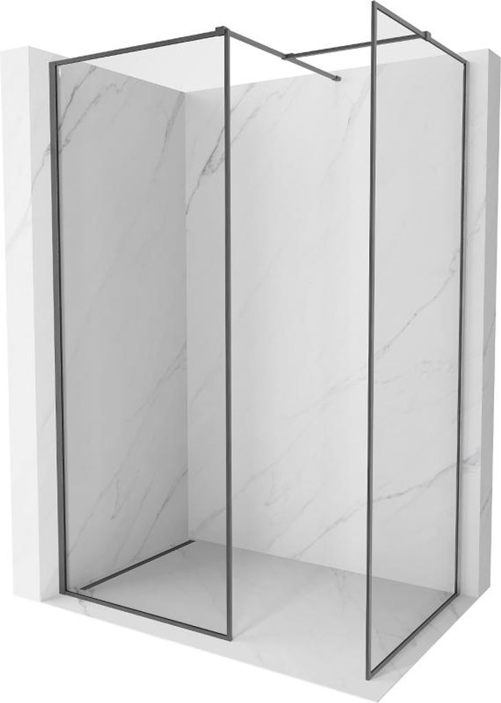 Mexen Kioto-F Duschwand Walk-in mit Rahmen 130 x 75 cm, transparent 8 mm, gebürstet Gun Gray - 800-130-202-04-66-075