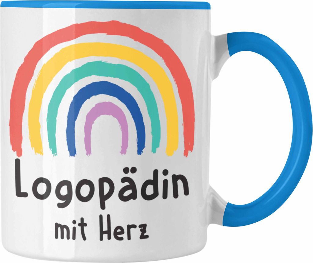 Trendation - Logopädin mit Herz Tasse Danke Geschenk mit Spruch Kaffeetasse Zubehör Dankeschön (Blau)