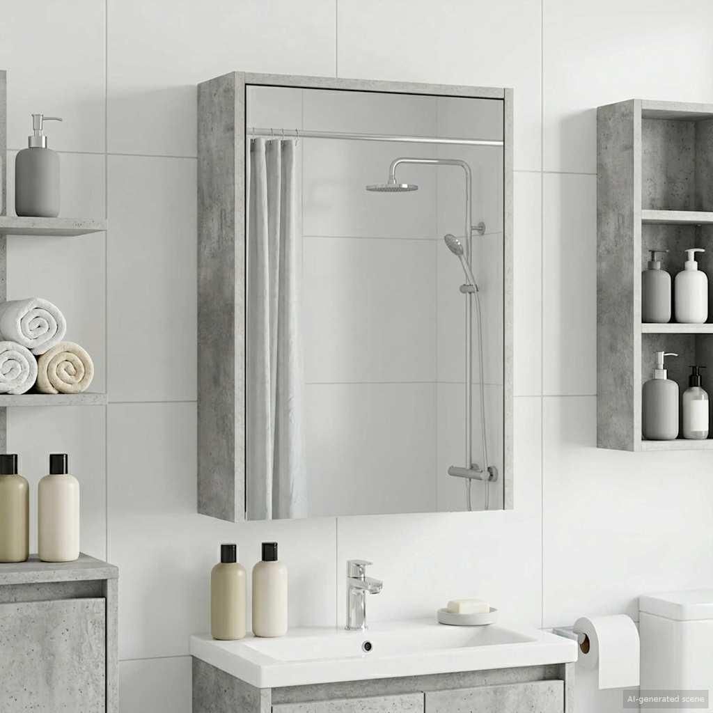 Badezimmerspiegelschrank mit Regal Beton Grau 43 x 16 x 62.5 cm - Badspiegel DE1836
