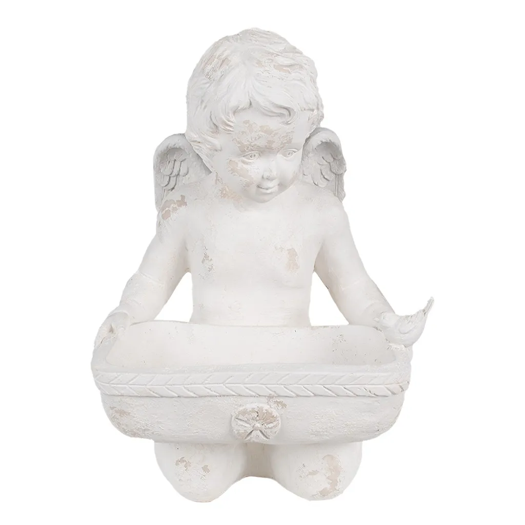 Angelo Decorativo Clayre & Eef 51cm Bianco MGO - Statua da Giardino