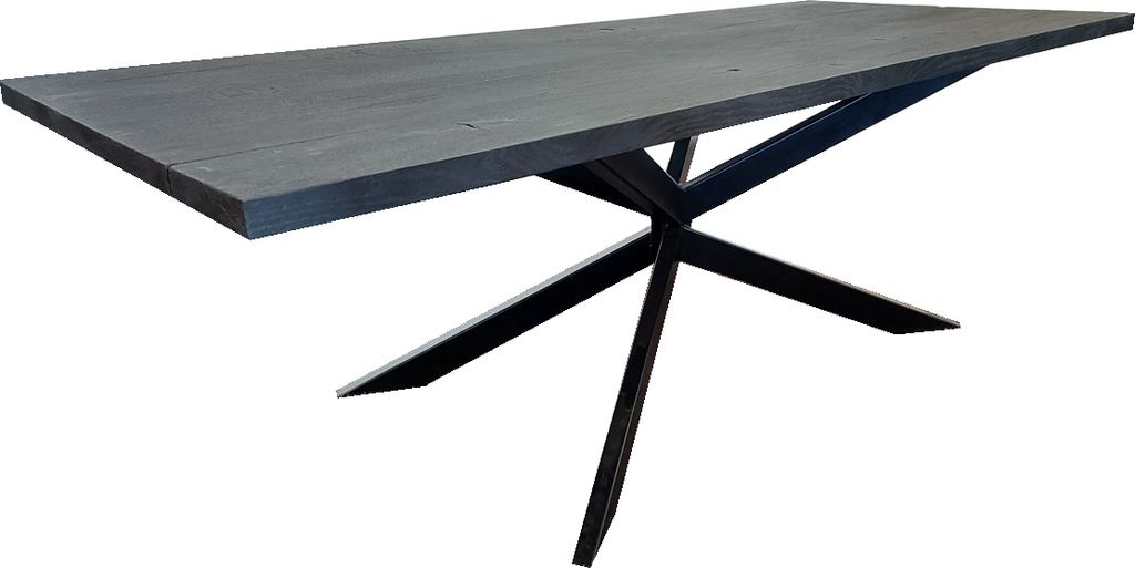 Unikat Tisch Tischplatte 240 x 100 mit Doppel-X-Gestell Feurige Eiche