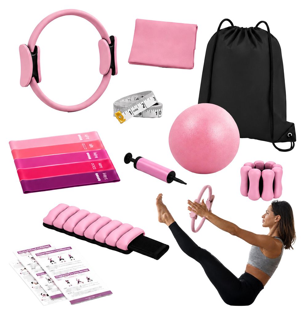 Relaxdays, súprava na pilates, 13-dielna, zahŕňa: kruh, Obrázok produktu 