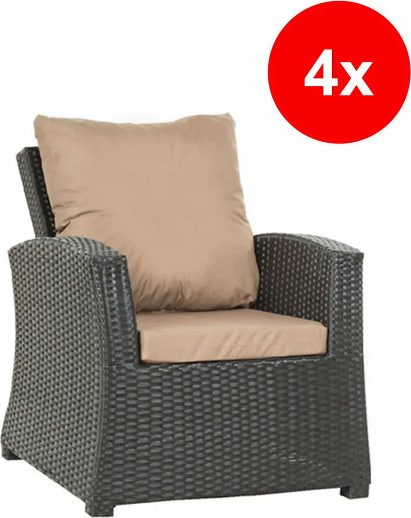 Set 4 Cuscini Ricambio Poltrona Rattan 56x52x7 - Alta Densità Beige - 11