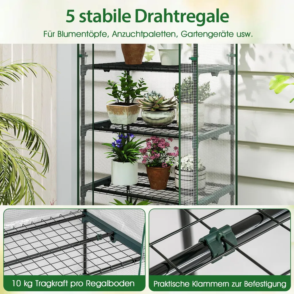 Offerta Serra COSTWAY 5 Ripiani - Mini Serra Verticale Bianca Orto - 8
