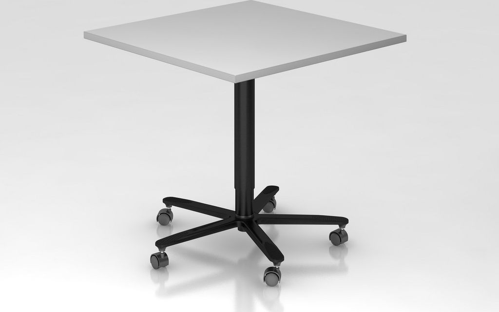 Meetingpoint Säulenhubtisch Ilari eckig | Grau | schwarzes Gestell | 80x80cm | höhenverstellbar von 72-114 cm | Taster unter Platte