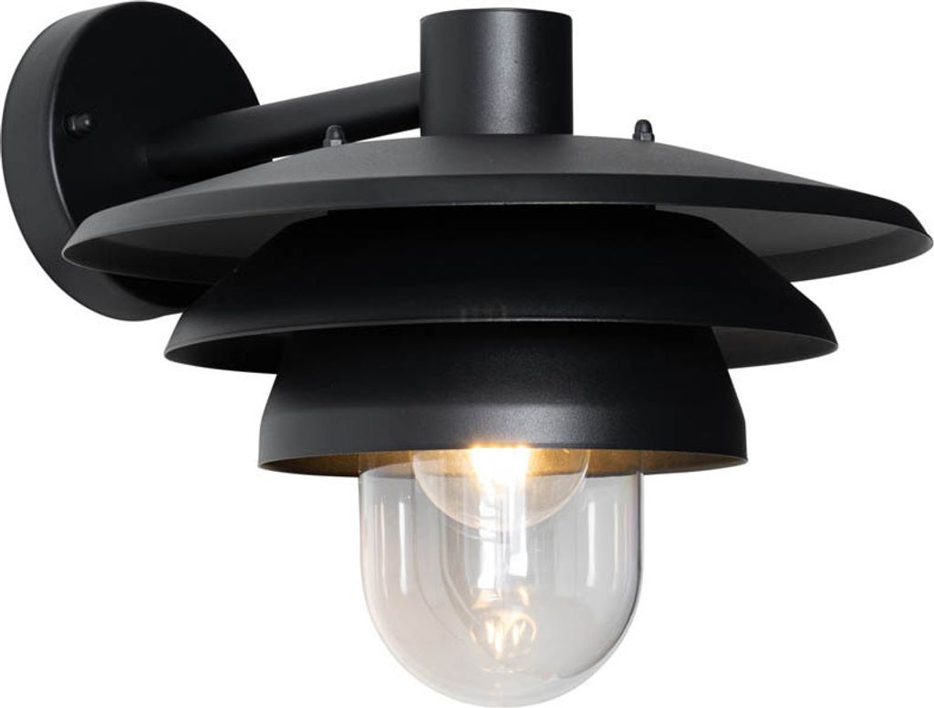 QAZQA - Design Design-Außen Wandleuchte schwarz IP44 - Morty I Außenbeleuchtung - Stahl Rund - LED geeignet E27