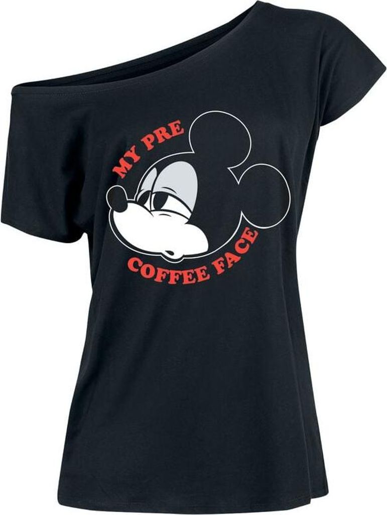 Mickey Mouse T-Shirt Damen My Pre Coffee Face schwarz S