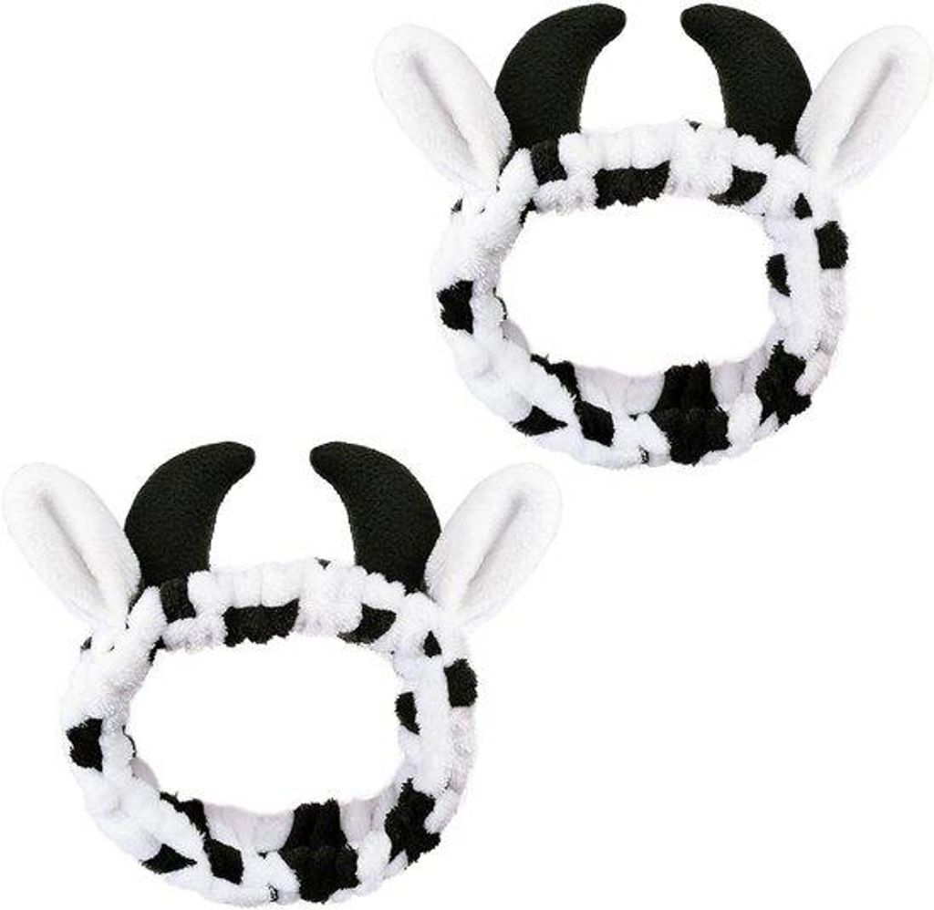 Haarband für Gesichtspflege und Make-up, süßes Rinddesign, Set von 2