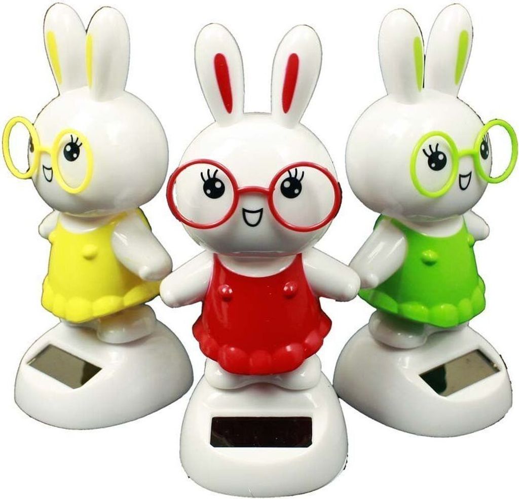 HAAC Solar Wackelhase Brille Ostern Hase Wackelfigur 13 cm rot grün oder gelb