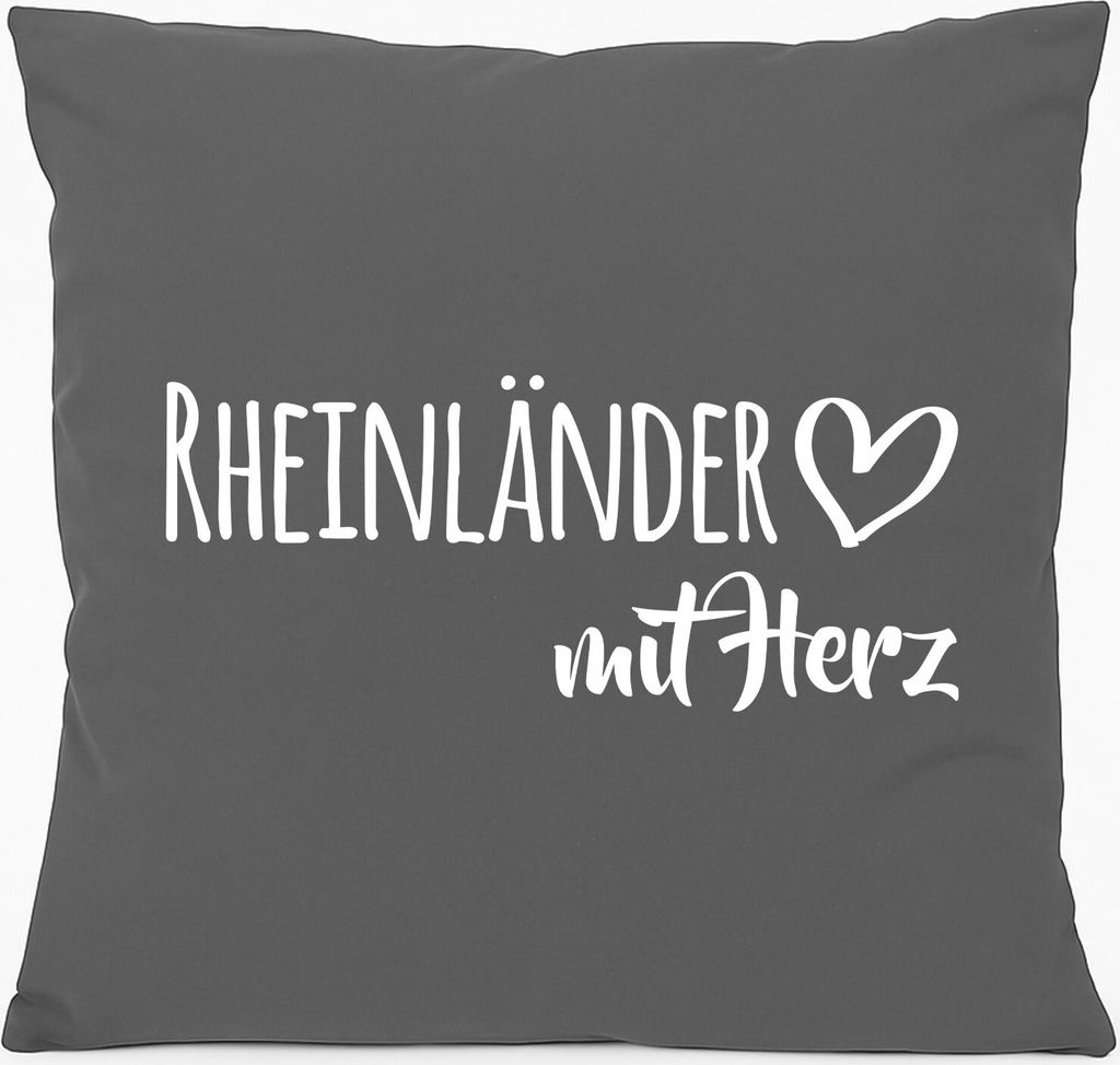 Huuraa Sofakissen Rheinländer mit Herz Geschenk 40x40cm mit Füllung Steel Grey Baumwolle Rheinländer Mitbringsel