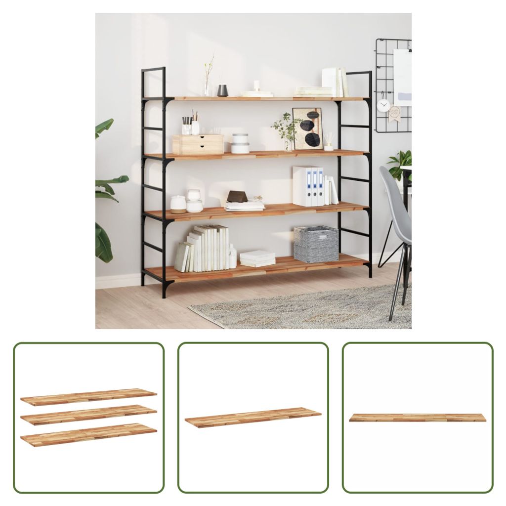 The Living Store Schweberegale 3 Stk. 140x40x2 cm Massivholz Akazie Ölbehandelt