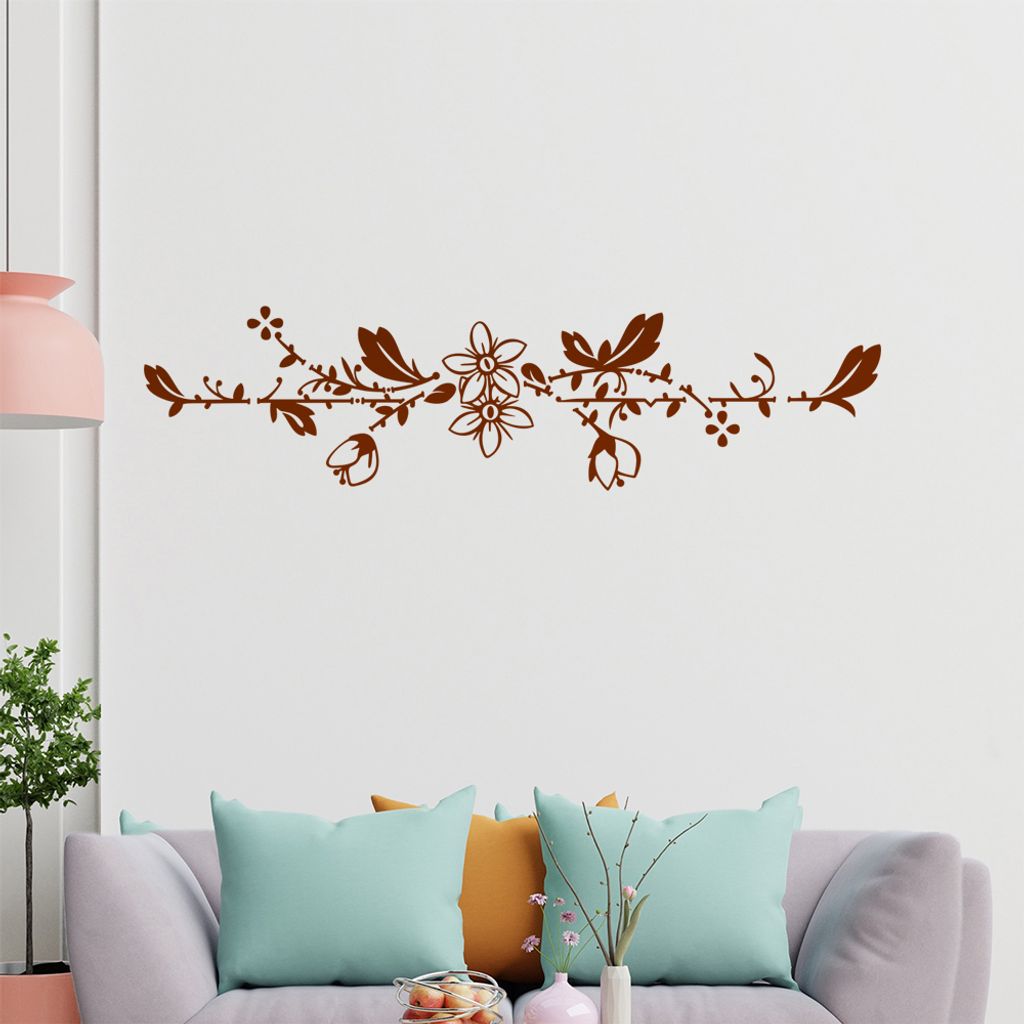Blumenranke - Linien Wandtattoo in 6 Größen - Wandaufkleber Wall Sticker - Dekoration, Küche, Wohnzimmer, Schlafzimmer, Badezimmer
